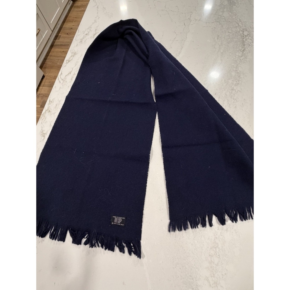 100% Wool Scarf Made In Scotland Men's Navy Blue
